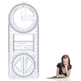 MultiPurpose Geometry Ruler 360 Protractor Compass Set 8in1 Drawing Tool with Triangle Ruler,Protractor,Compass,Stencil & Mea
