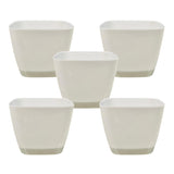 Hug A Plant | V2 14Cm Square Selfwatering Pot For Tabletop | Office | Indoor Garden | Home& Garden (5.5Inch | 14Cm) (Pack Of 5, 