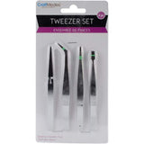 Multicraft Imports Craft Medley BT205 Beading & Jewelry Tool, Tweezer Set Assorted, 4Piece