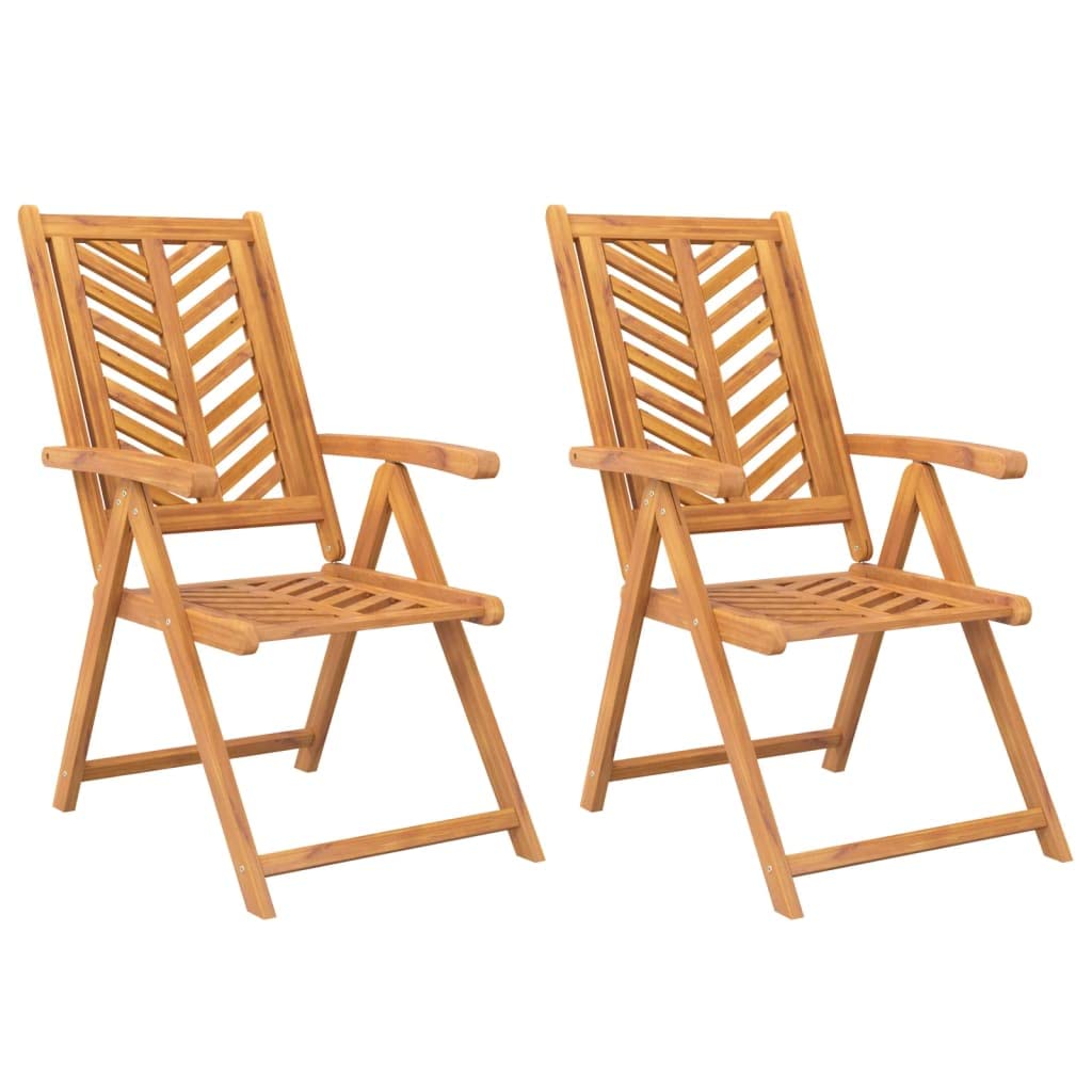 Vidaxl Patio Chair 2 Pcs, Reclining Chair Outdoor Furniture For Porch Lawn Garden, Outdoor Seating Camping Chair With Armrests, Solid Wood Acacia