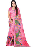 Leelavati Printed Bollywood Crepe Saree For Women With Unsticted Blouse Peice (Pink) (Lv 594)