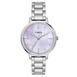 Timex Classics Analog Watch For Women With Mother Of Pearl Round Dial & Silver Stainless Steel Bracelet Band Water Resistant Wom