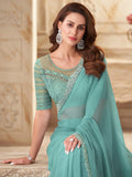 Satrani Womens Pure Chiffon Saree (2992S2673N_Light Blue)