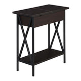 Convenience Concepts Tucson Flip Top End Table with Charging Station and Shelf, 23.75L x 11.25W x 24H, Espresso/Black