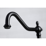 Kingston Brass Kb1790Albs 8-Inch Widespread Kitchen Faucet With Brass Sprayer, Matte Black