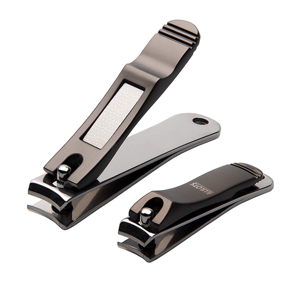 ILLILOTS Nail Clippers Set with Build-in Nail File, Durable Sharp Zinc Alloy Fingernail Clipper and Toenail Clipper with Tin Cas