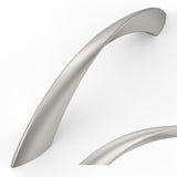 Amerdeco 10 Pack Brushed Satin Nickel 3.75 Inch(96mm) Hole Centers Kitchen Arch Twisted Cabinet Pulls Cabinet Hardware Kitchen H
