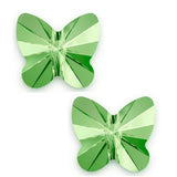 100pcs Cute Czech Butterfly Center Drilled Crystal Glass Beads 10mm (0.4 Inch) August Peridot Green Birthstone #5754