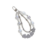 KC Keychain Phone Wrist Strap Pearl Beaded Mobile Phone Cute Charm Hanging Bracelet Polka Dots Hearts Cute Charm For Phone/Purse