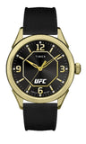 Timex UFC Mens Athena 42mm Watch Black Strap Black Dial GoldTone Case