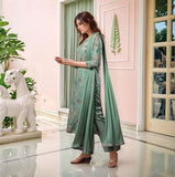 Gosriki Women'S Rayon Viscose Straight Printed Kurta With Pant & Dupatta (Vice Green-Vks04-Gs_5Xl_Green_Xxxxx-Large),Green,5,B0F62YN9VK