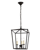 Elegant Lighting Maddox Collection 3 Light Pendant Lamp With Metal Frame And Hanging Chain, Black - 12.5D X 18.25H