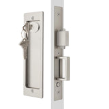 Rectangular Pocket Door Mortise Lock and Edge Pull, Narrow Modern Sliding Door Pop-Up Handle, (Bed/Bath) Pull Latch, Recessed Ha