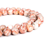 Malahill semiprecious Stone Beads for Jewelry Making, Sold per Bag 5 Strands Inside, Red Net Jasper 8mm