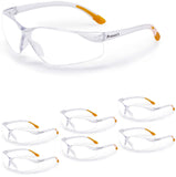ProtectX Super Light Safety Glasses Olympus 6Pack Clear AntiFog Scratch Resistant WrapAround Lenses, Clear Frame, ANSI Z87.1 