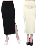 Selvia Womens Lycra Full Elastic Saree Shapewear Petticoat Combo Pack of 2 (180TKN115-S_292TKN135-S_Black||Cream)