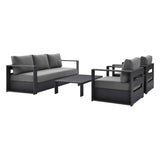Modway Tahoe 4-Piece Fabric/Powder-Coated Aluminum Outdoor Set in Charcoal/Gray