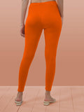 Lyra Women Solid Premium Cotton Ankle Length Leggings | Mid-Waist | Fashionwear Saffron