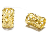 50pcs 8mm (0.3 Inch) Filigree Tube Loose Beads 18K Yellow Gold Plated Brass Spacer (Large Hole 4.9mm) for DIY Craft Jewelry Maki
