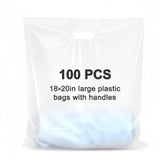 Maitys 100 Pcs 18x20 Clear Plastic Bags with Handles Large Merchandise Shopping Bags for Small Business, Retail, Boutique Stores