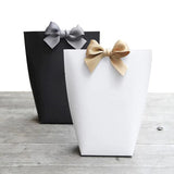 Desi Rang 1Pcs Paper Candy Chocolate Cake Box Gift Bag Wedding Favors Party Decor Ribbon White