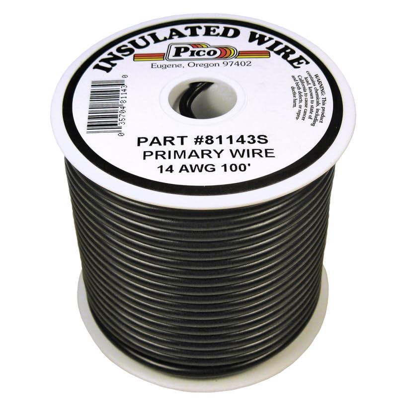 Pico Wiring Accessories 81143S Primary Wire - 14 Awg, Black, 100' Spool