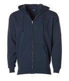 Independent Trading Co. Heavyweight Full-Zip Hooded Sweatshirt - Navy, Xs