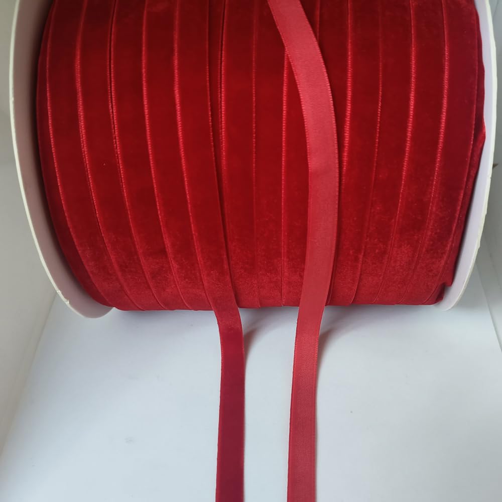 10 Yards 3/8(10mm) Velvet Ribbon for Wedding Christmas Gift Box Wrapping Bow Making Bouquet Wrap DIY Craft Decor (Red, 3/8x1