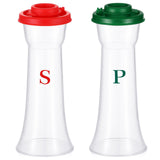 Romooa Set of 2 Plastic Salt and Pepper Shakers with Lids Large Hourglass Covered Moisture Proof Salt Shaker Pepper Container fo