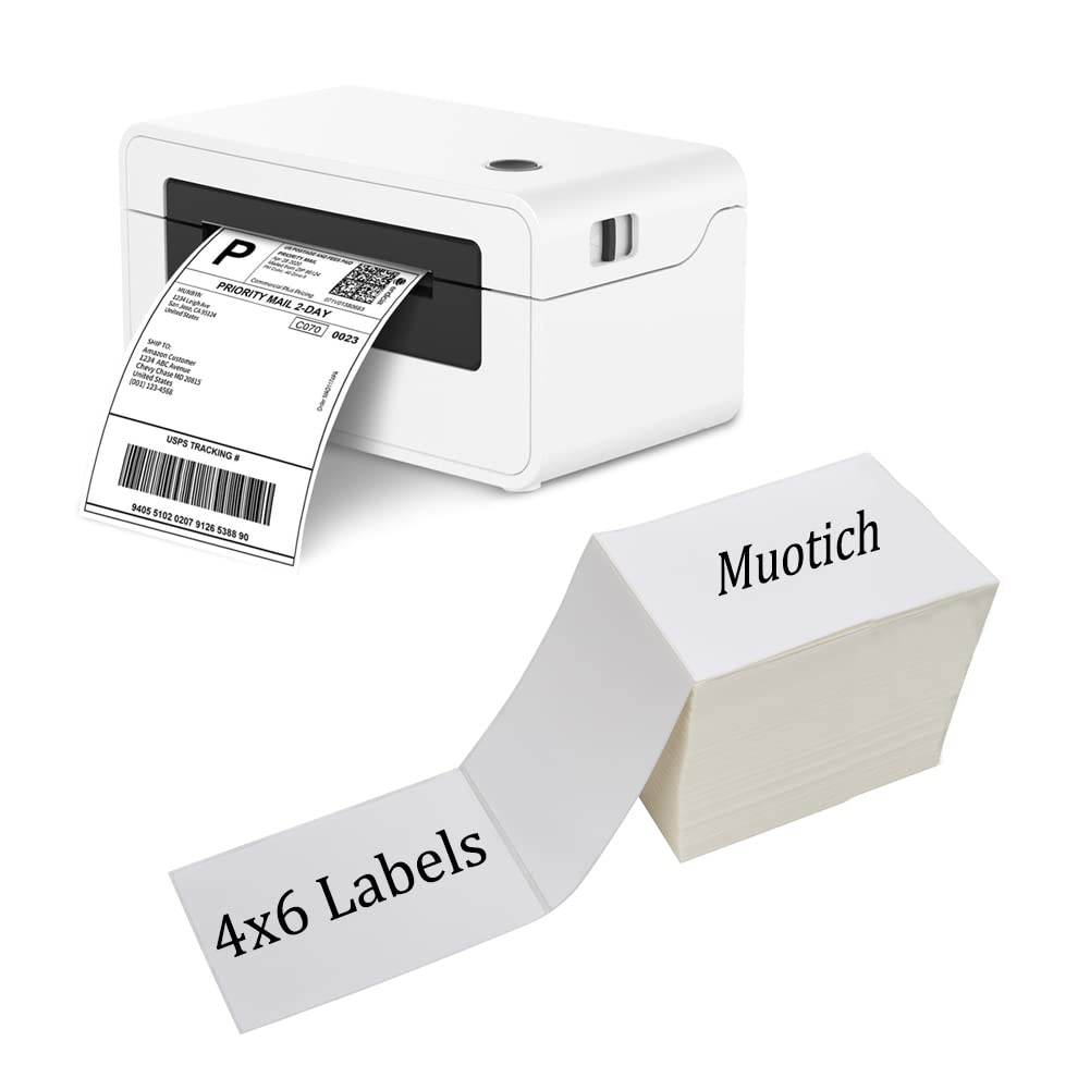 4x6 Thermal Labels, Muotich 500 Fanfold Direct Thermal Shipping Labels, Thermal Printer Label Compatible with Rollo Label Printe