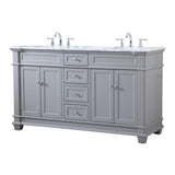 Elegant Decor Wesley 60 Steel And Solid Wood Double Bathroom Vanity Set In Gray