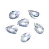 50pcs Czech Faceted Crystal Glass Pear Chandelier Pendant Drop Beads Suncatcher 22mm Large Silver Blue Shimmer