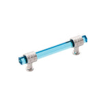 Belwith-Keeler B076306GC-14 Chrysalis Collection Pull, 3-3/4 Inch (96mm) Center to Center, Polished Nickel with Cerulean Glass