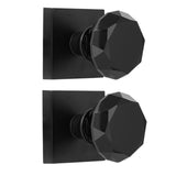HIEMEY Glass Crystal Dummy Door Knob Interior, Clear Matte Black Diamond Closet Hall Dummy Door Knob Non-Turning Inactive 2 Pack