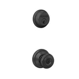 Schlage FB50N G GEO 622 Single Cylinder Deadbolt and Keyed Entry Georgian Knob, Matte Black