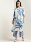 Gosriki Women'S Cotton Blend Straight Printed Kurta With Palazzo (Rilaka Blue-Gs_Xl_Blue_X-Large),Blue,,B0D9YMLYQD