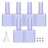 Agidea 6PCS Glass Gel Nail Polish Bottles Purple, UV Safe Opaque Empty Refillable Nail Varnish Vials Containers with Brush Cap &