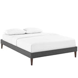 CasaFoyer Tessie Platform Bed | Solid Wood Frame | Polyester Upholstery | Tapered Legs | 10 Wood Slats | No Box Spring Needed | Memory Foam Compatible | Gray