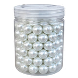 INSPIRELLE About 130pcs 12mm White Glass Pearl Round Loose Spacer Beads for DIY Craft Necklaces Bracelets Jewelry Making