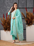 Gosriki Women'S Cotton Blend Straight Embroidered Kurta With Pant & Dupatta (Vally See Green-Gs_Xxl_See Green_Xx-Large),See Green,2,B0D5VK142T