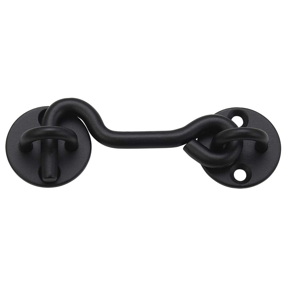 (5 Pack) Raswik 4 Privacy Hook And Eye Latch Easy Lock For Barn Door, Black