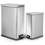 Home Zone Living 8 Gallon and 2.5 Gallon Kitchen Trash Can Combo Value Set, Slim Body Stainless Steel Design, 30 Liter and 9.7 L