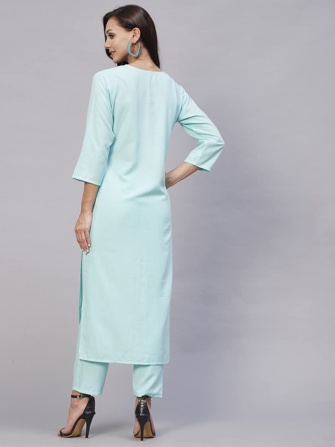 Gosriki Women'S Cotton Blend Straight Embroidered Kurta With Pant (Miti Light Blue-Nw-Gs_Xxl_Light Blue_Xx-Large),Light Blue,2,B0C5JSB8NW
