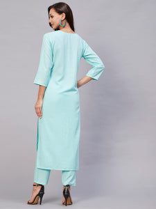 Gosriki Women'S Cotton Blend Straight Embroidered Kurta With Pant (Miti Light Blue-Nw-Gs_Xxl_Light Blue_Xx-Large),Light Blue,2,B0C5JSB8NW