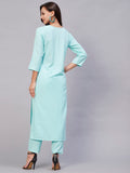 Gosriki Women'S Cotton Blend Straight Embroidered Kurta With Pant (Miti Light Blue-Gs_M_Light Blue_Medium),Light Blue,,B0C5JR75D4