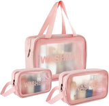 Favria 3 Pack Toiletry Bag Clear Waterproof Packing Organizers Cubes Set Cosmetic Pouches Travel Toiletry Bag Makeup Organis