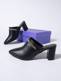 Shoetopia Women & Girls Pointed Toe With Stylish Golden Chain Pumps/Bantu-428/Black/Uk3,Black,3,B0BRV9ZJVC