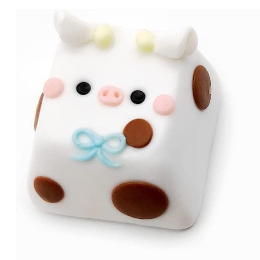 Handmade Cartoon Calf Keycaps Cute PBT Base for ESC Key, Mechanical Keyboard Keycap Little Cow DIY Replace