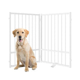 SNUOWU Full Metal Freestanding Dog Gate with Door, 32''Height Foldable Pet Dog Fence for Indoor & Outdoor, 2 Panels Extra Wide F