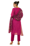 Soch Womens Fuchsia Chanderi Suit Set With Print And Embroidery Fuchsia S